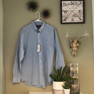 Light blue long sleeve Vineyard Vines Whale Shirt